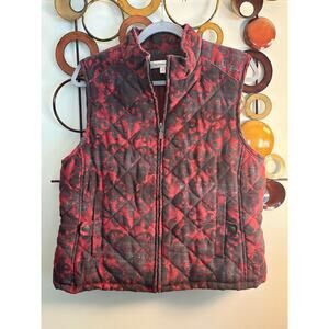 Croft and Barrow size large red floral quilted vest
